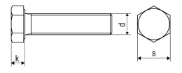M3x6 Śruby z łbem sześciokątnym DIN 933 kl. 8.8 10szt.